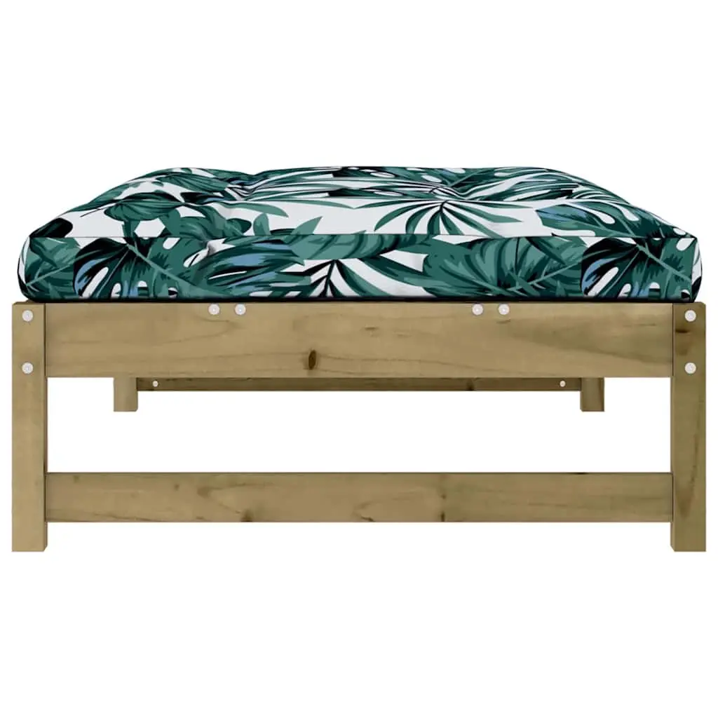 Garden Footstool Wooden Frame Cushion 120 x 80 cm Brown