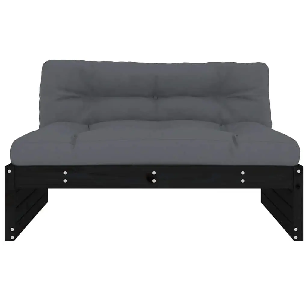 Modular Sectional Sofa Black Wooden Middle Sofa 120x80cm Outdoor Garden Patio Seating