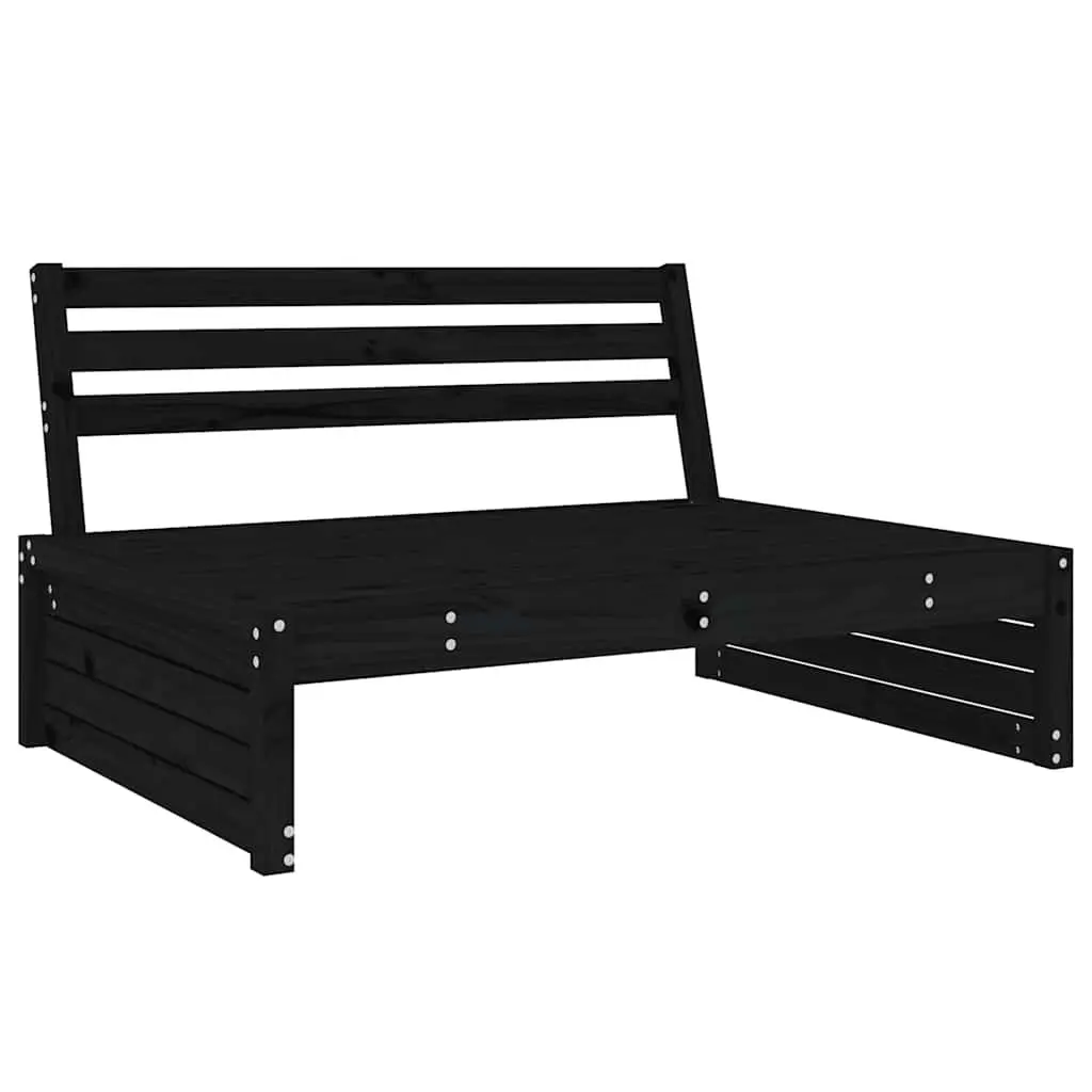 Modular Sectional Sofa Black Wooden Middle Sofa 120x80cm Outdoor Garden Patio Seating