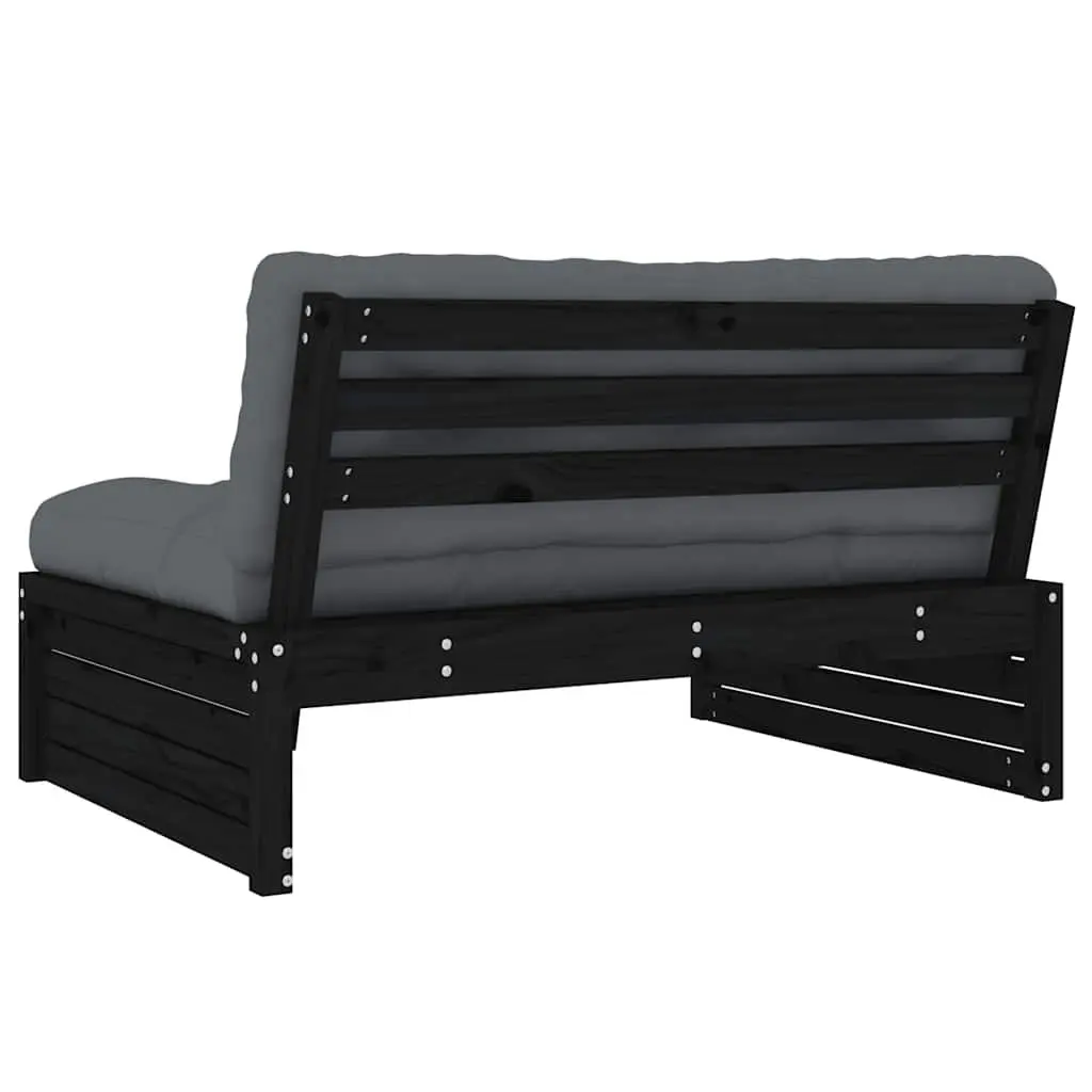 Modular Sectional Sofa Black Wooden Middle Sofa 120x80cm Outdoor Garden Patio Seating