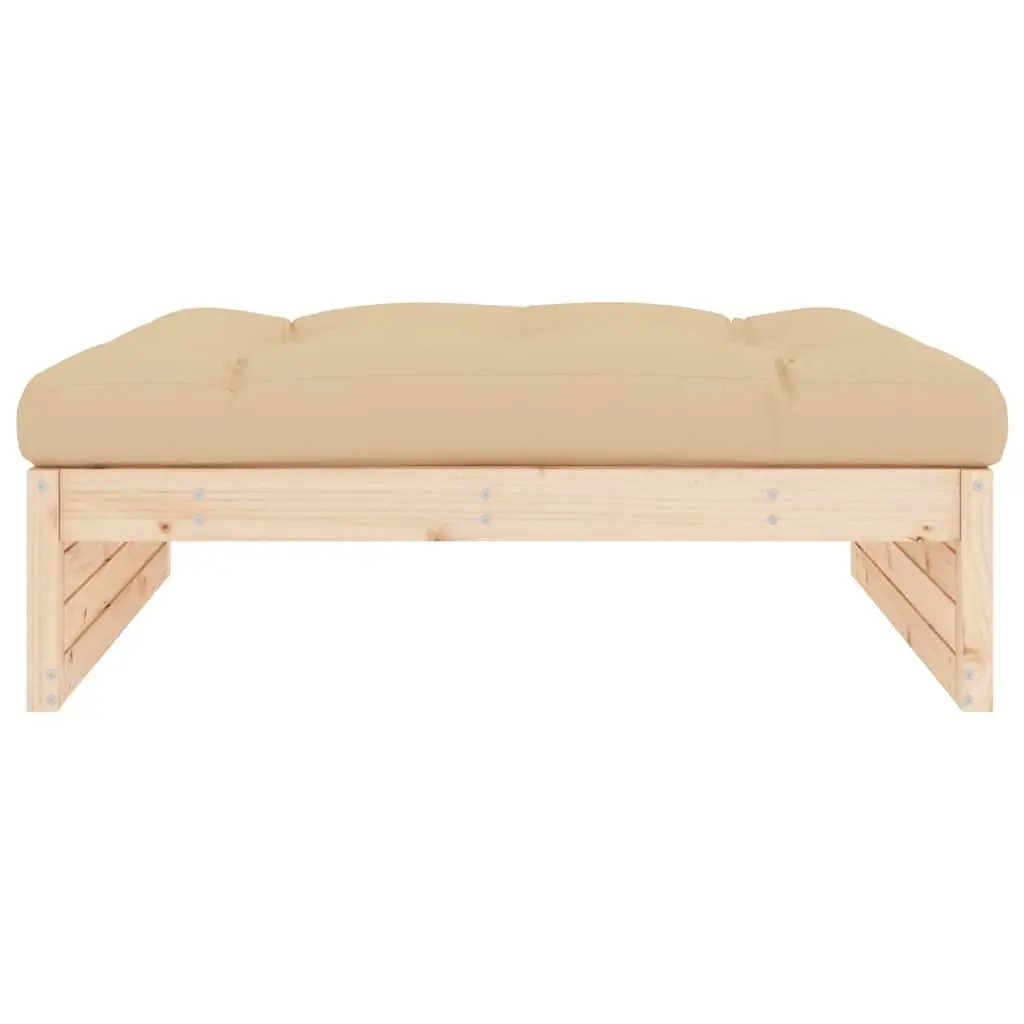 Garden Footstool Outdoor Slatted Design Solid Wood Pine Brown Patio Furniture