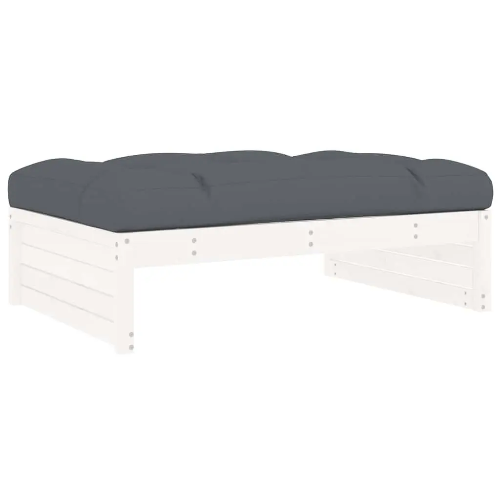 Garden Footstool White Solid Wood Pine Outdoor Ottoman 120 x 80 cm