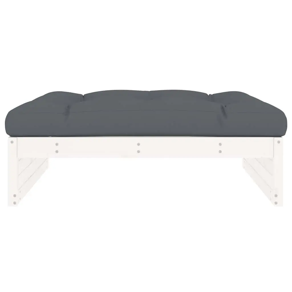 Garden Footstool White Solid Wood Pine Outdoor Ottoman 120 x 80 cm