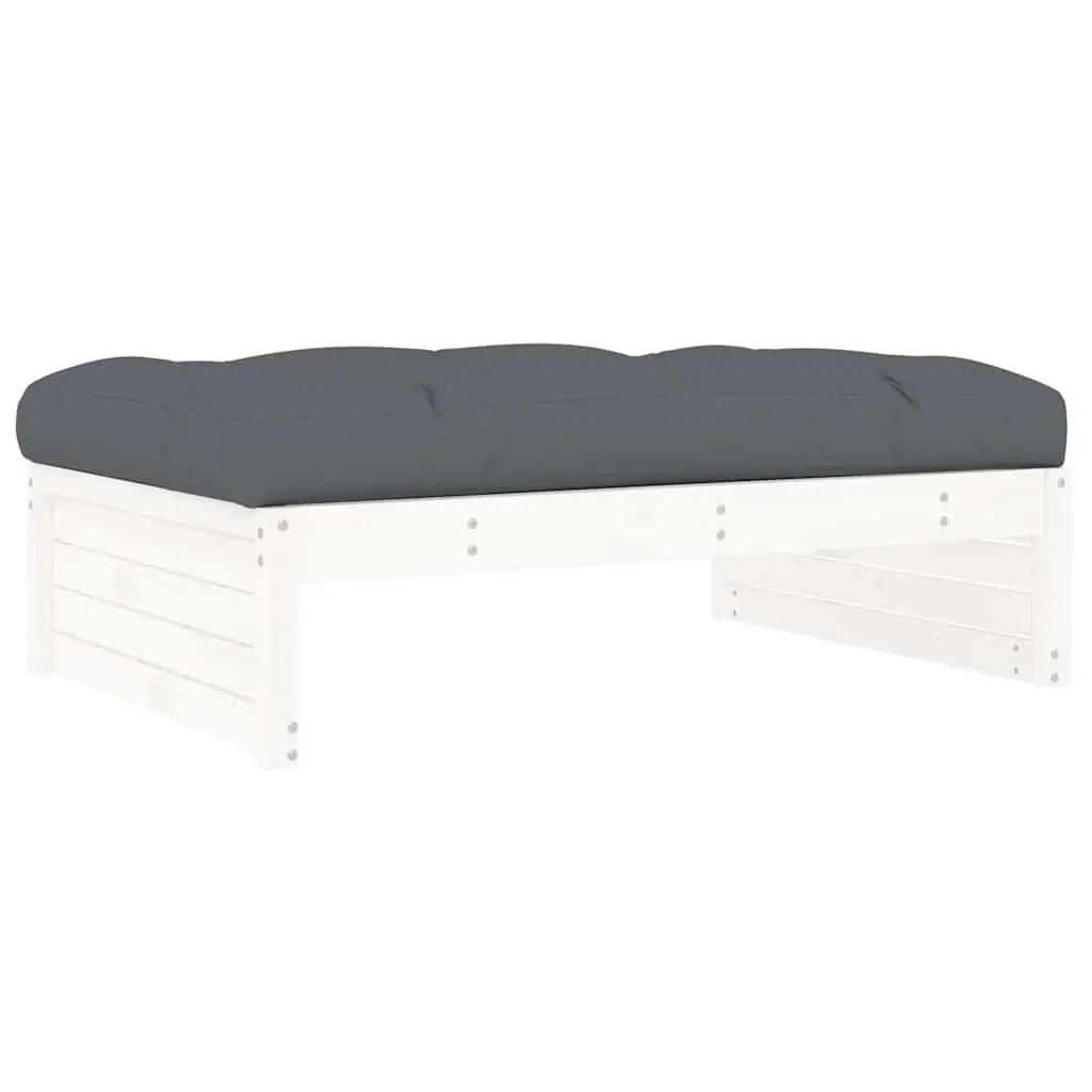 Garden Footstool White Solid Wood Pine Outdoor Ottoman 120 x 80 cm