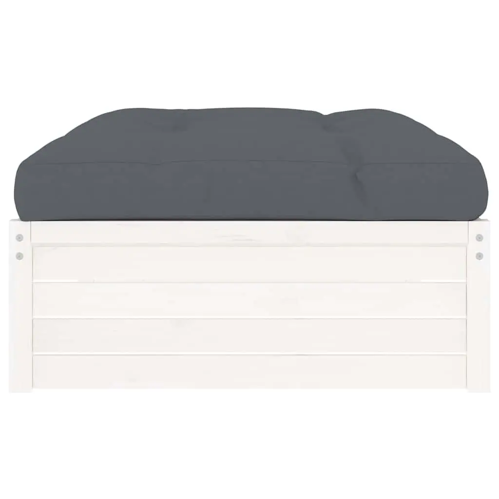 Garden Footstool White Solid Wood Pine Outdoor Ottoman 120 x 80 cm