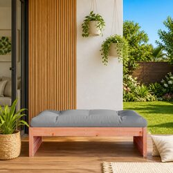 Garden Footstool Outdoor Seating Slatted Design Soft Cushion Patio Lounger