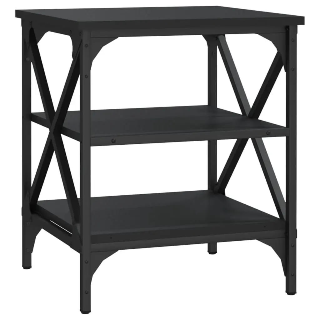 End Table Black Storage Side Table Living Room Accent Furniture Engineered Wood