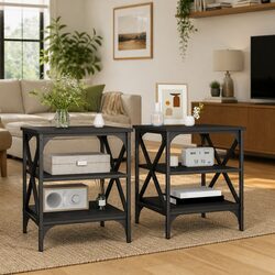 Two Convenient End Tables in Black - Perfect for Your Space