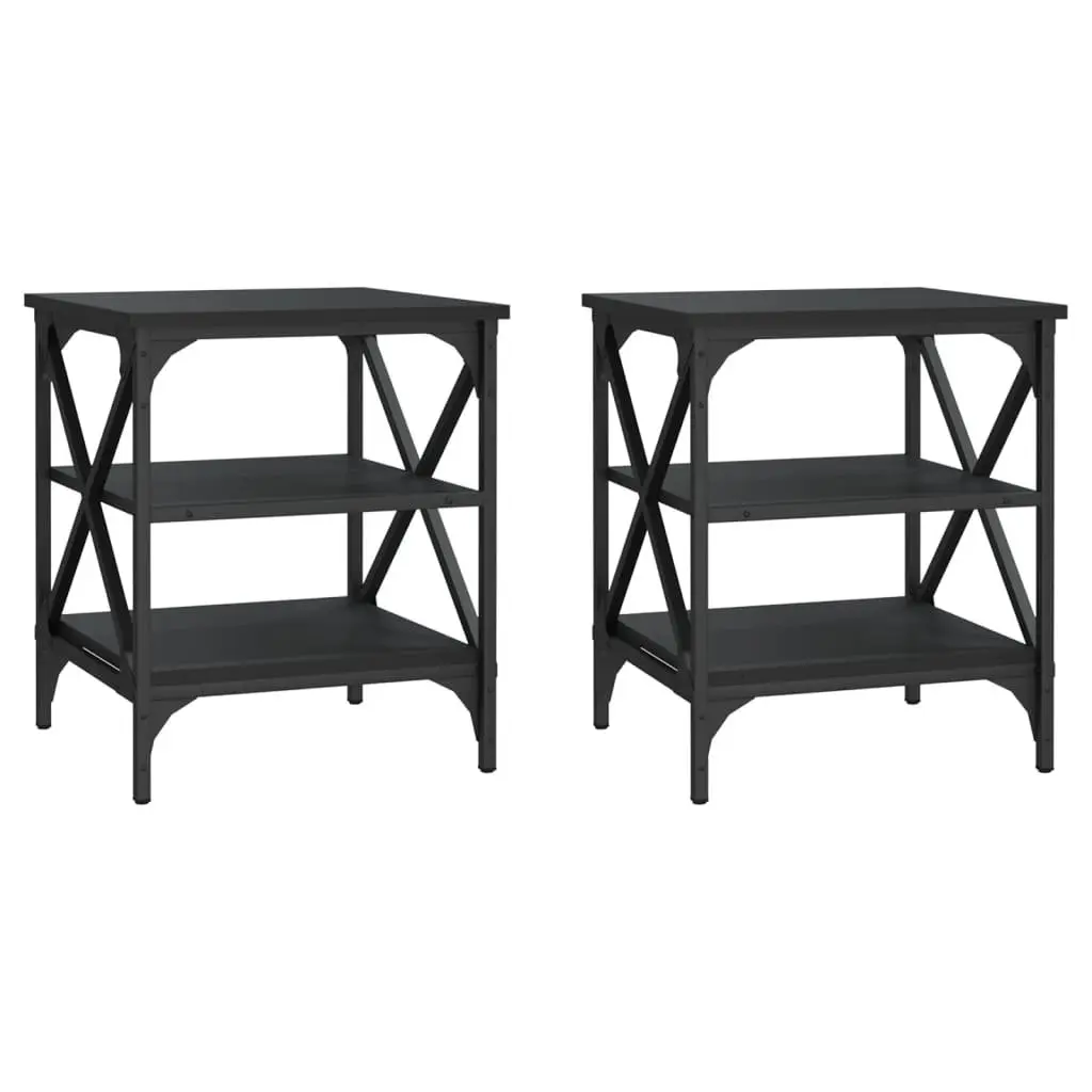 End Tables Industrial Style Storage Black 40x42x50cm 2 pcs