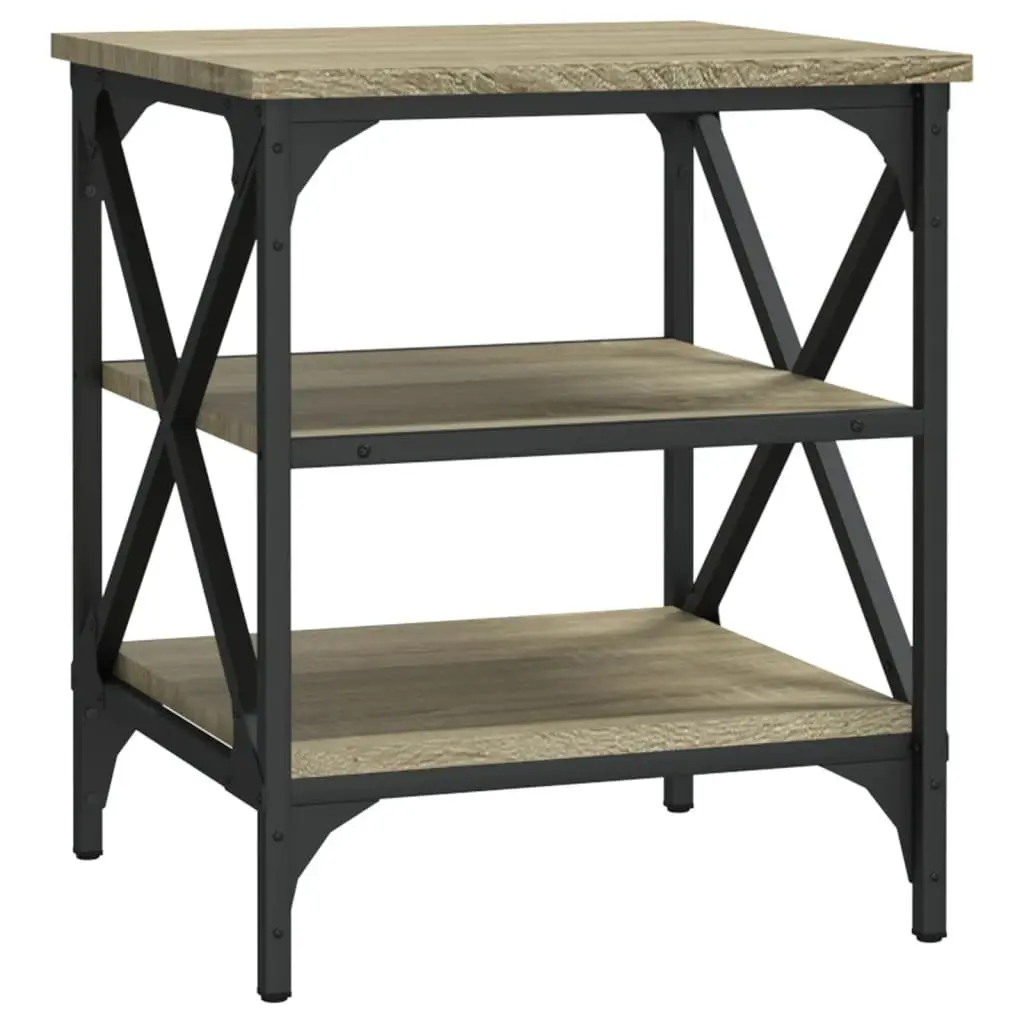End Tables Set of 2 Engineered Wood Sonoma Oak Brown Storage 40 x 42 x 50 cm
