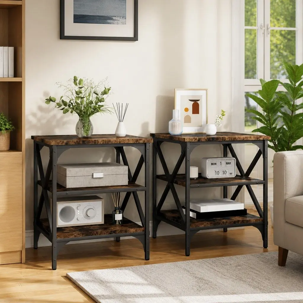Brown Side Tables with Storage Solutions