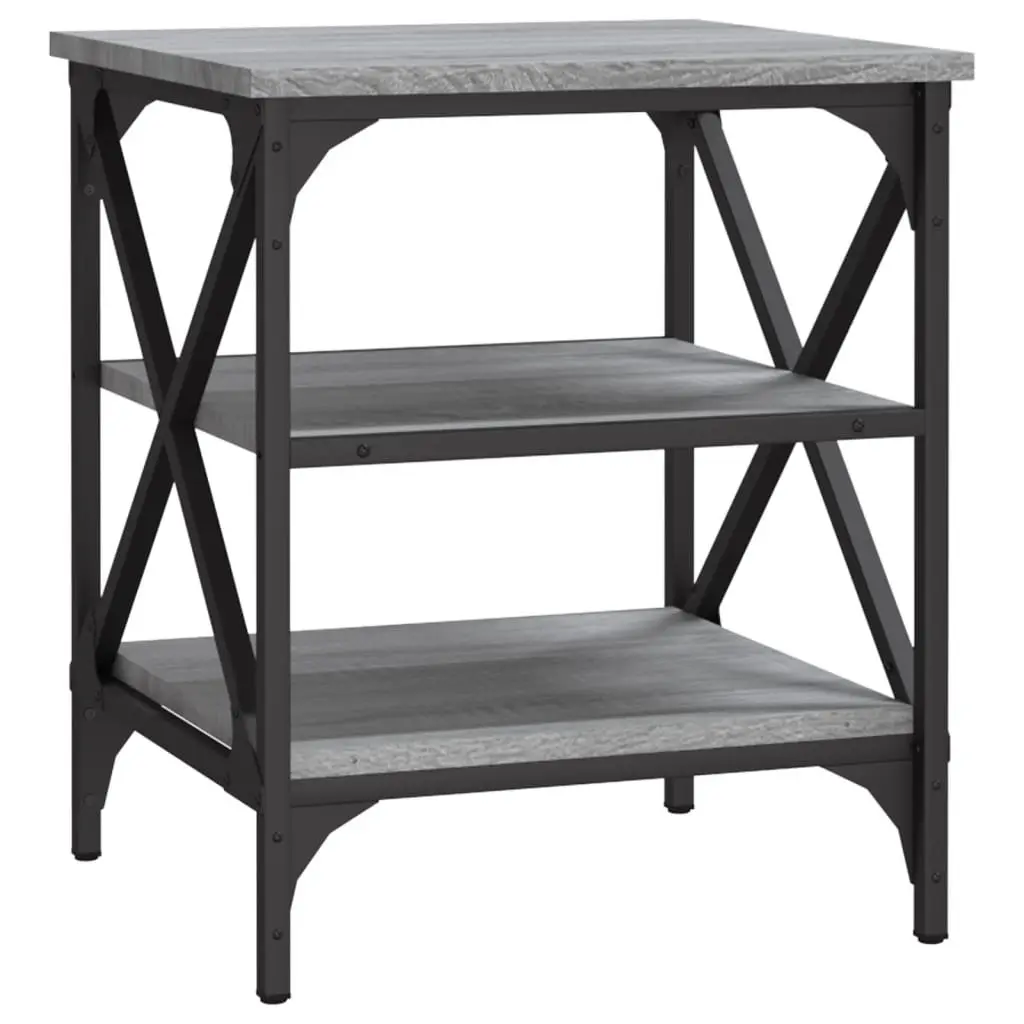 Grey Engineered Wood End Tables 2 Piece Storage Accent Side Tables