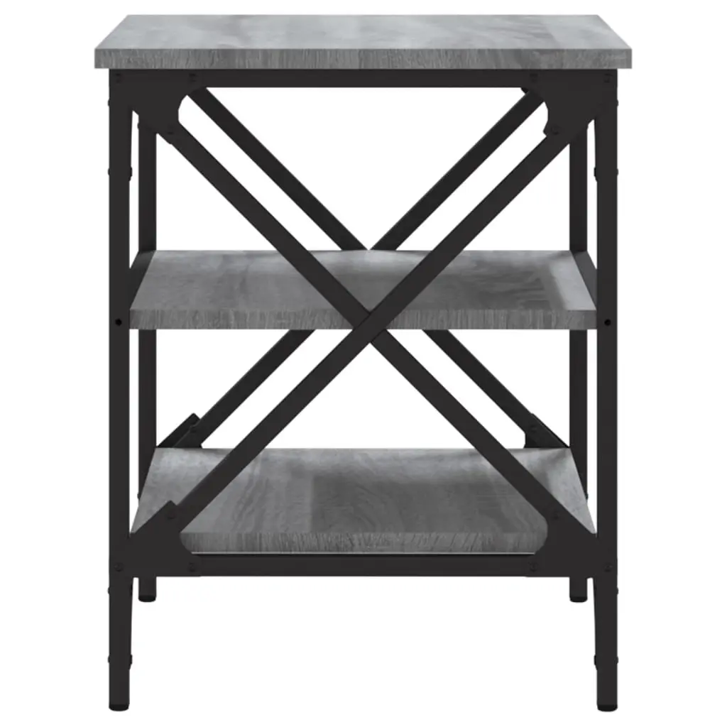 Grey Engineered Wood End Tables 2 Piece Storage Accent Side Tables