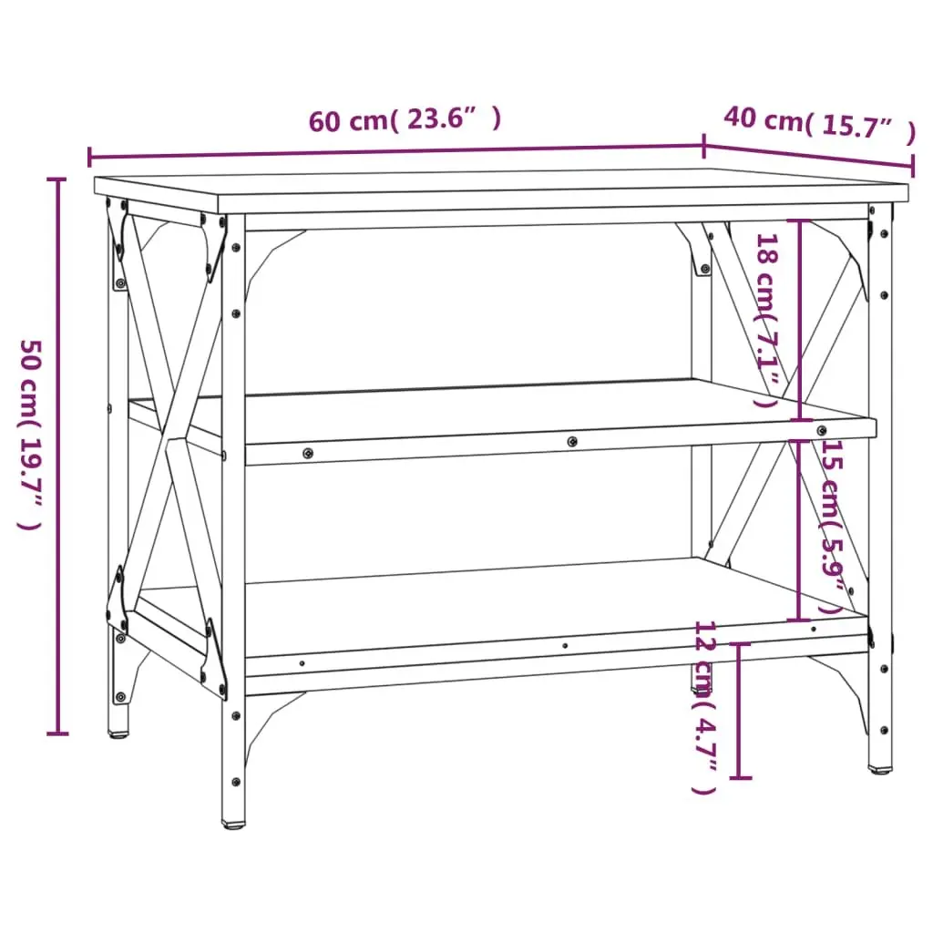 TV Cabinet Grey Sonoma 60x40x50cm Engineered Wood Media Storage End Table