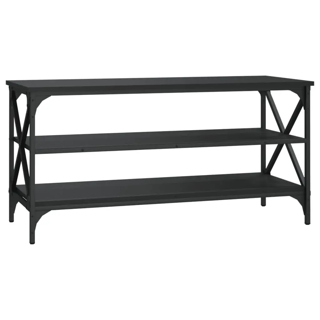 TV Stand Industrial Style Black Engineered Wood Unit 100 x 40 x 50 cm
