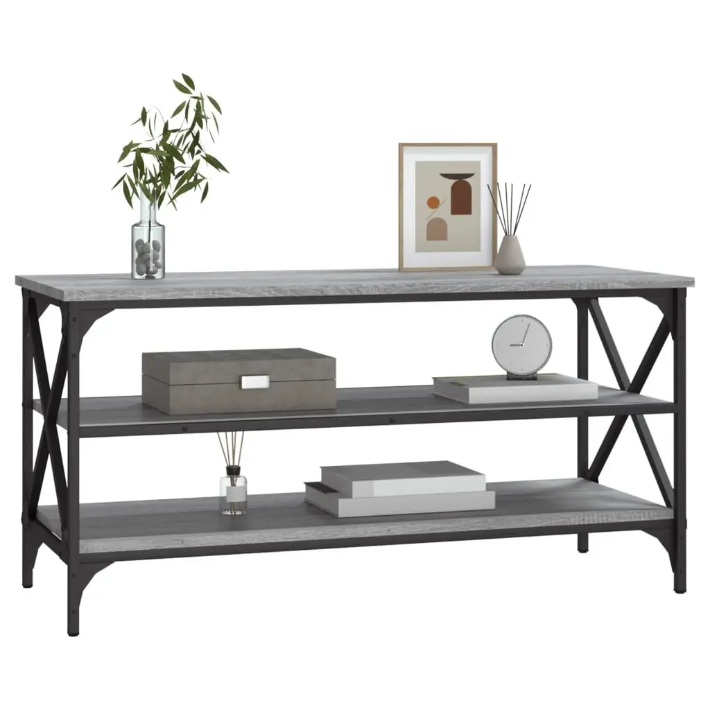 TV Cabinet Grey Engineered Wood Industrial Style 100W x 40D x 50H cm