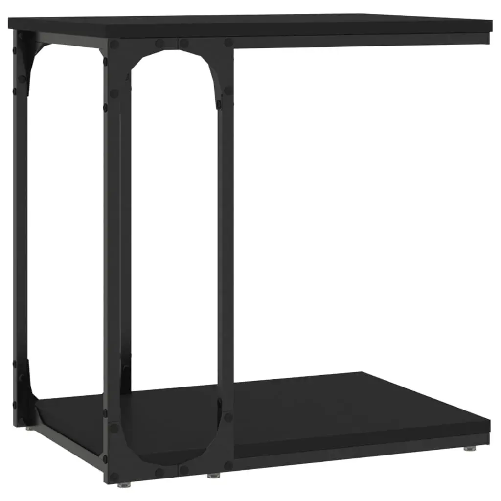 C-Shape Side Table Black Engineered Wood Steel Frame 50W x 35D x 52H cm