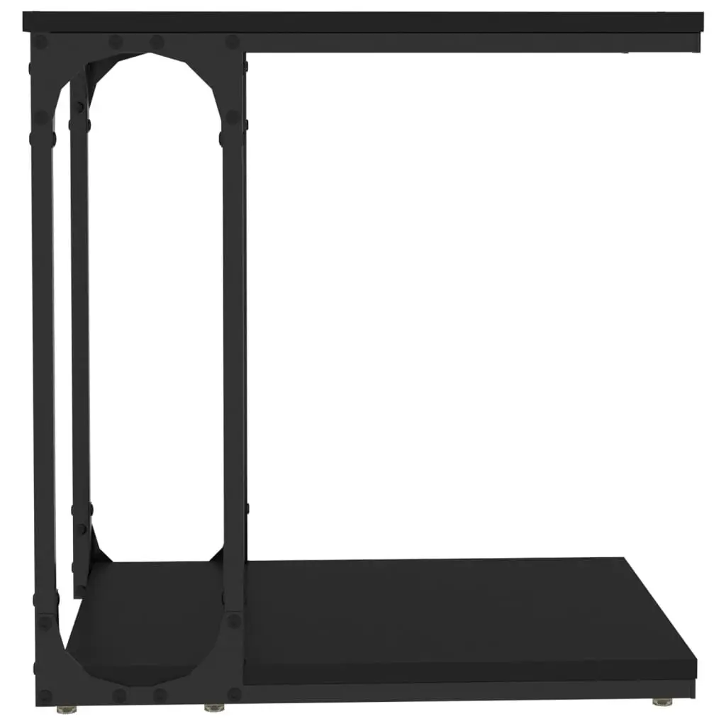 C-Shape Side Table Black Engineered Wood Steel Frame 50W x 35D x 52H cm