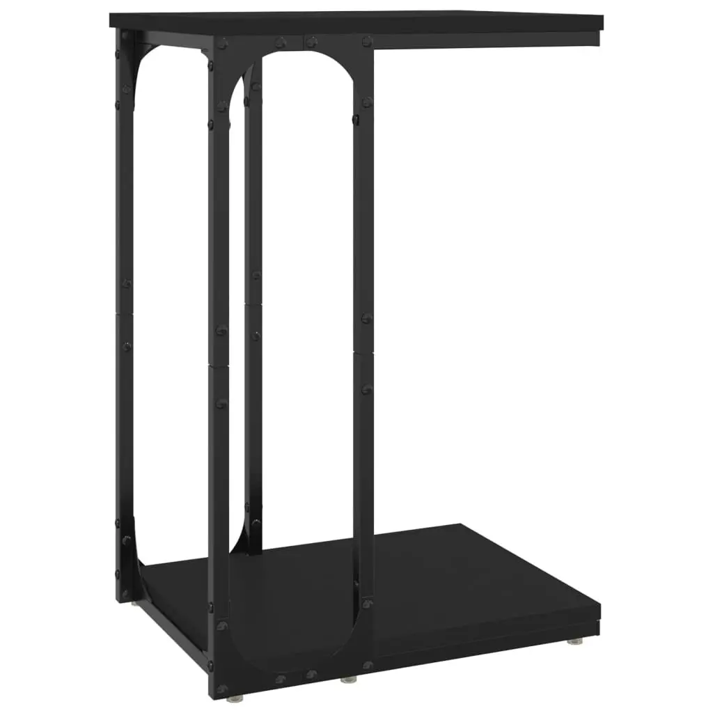 C-Shape Black End Table Engineered Wood Accent Table 40 x 30 x 60 cm
