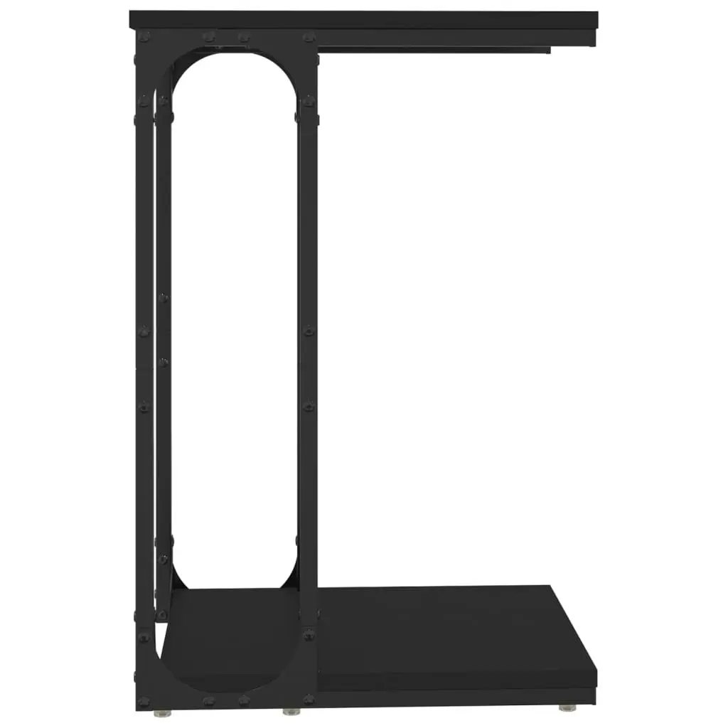 C-Shape Black End Table Engineered Wood Accent Table 40 x 30 x 60 cm