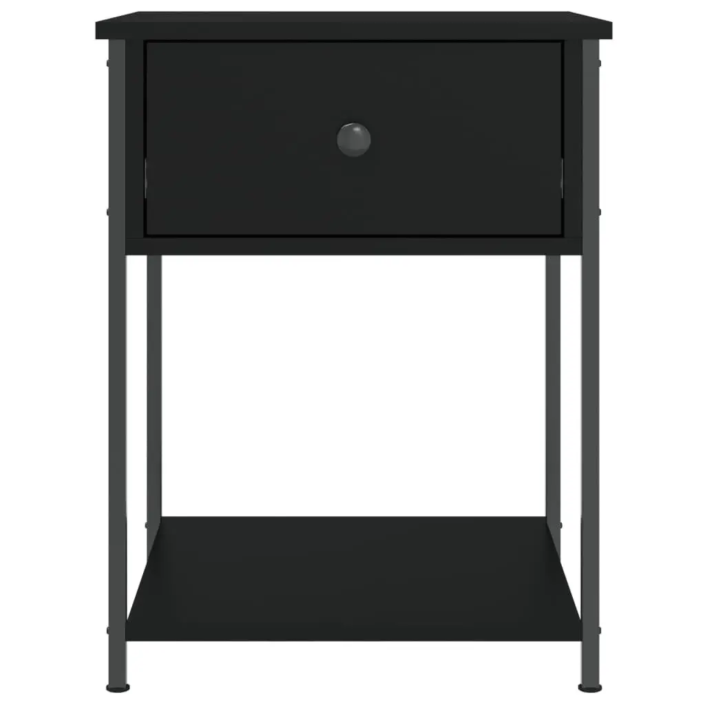 Bedside Table Black Engineered Wood Metal Frame 44x45x58cm