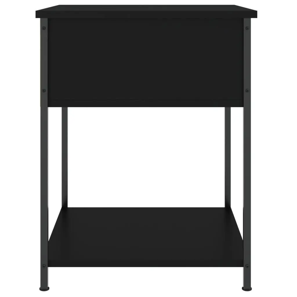 Bedside Table Black Engineered Wood Metal Frame 44x45x58cm