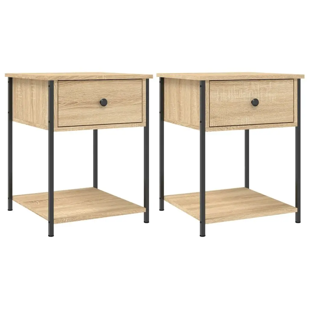 Bedside Tables Brown Engineered Wood 44x45x58 cm 2 pcs