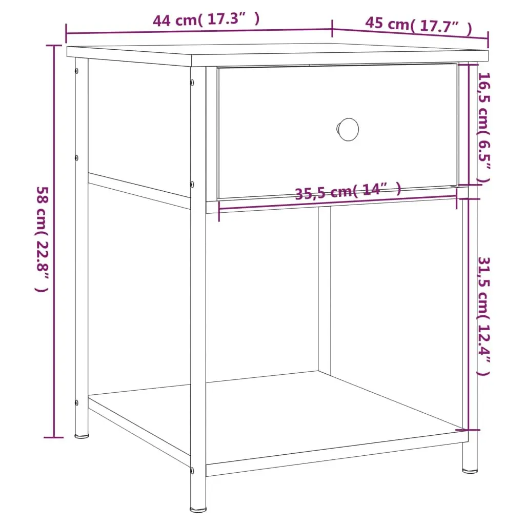 Bedside Tables Brown Engineered Wood 44x45x58 cm 2 pcs