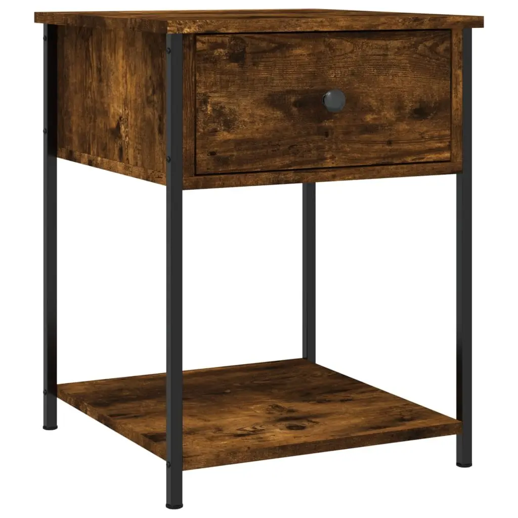 Bedside Table 2 pcs Brown Engineered Wood Storage Cabinet