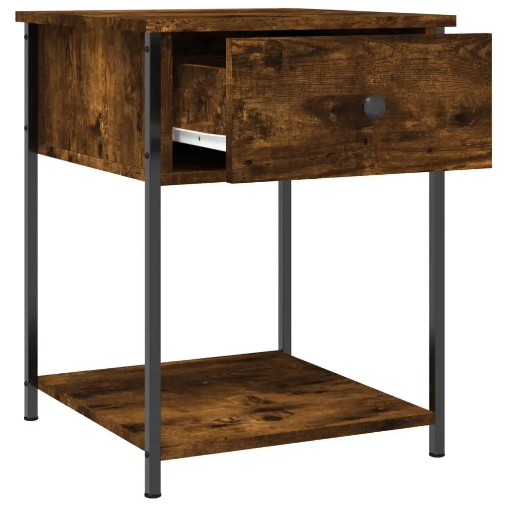 Bedside Table 2 pcs Brown Engineered Wood Storage Cabinet