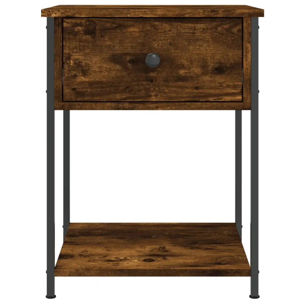Bedside Table 2 pcs Brown Engineered Wood Storage Cabinet