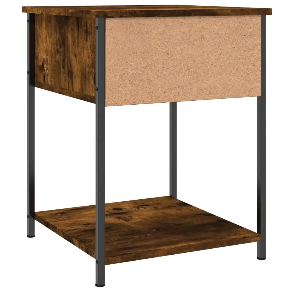 Bedside Table 2 pcs Brown Engineered Wood Storage Cabinet