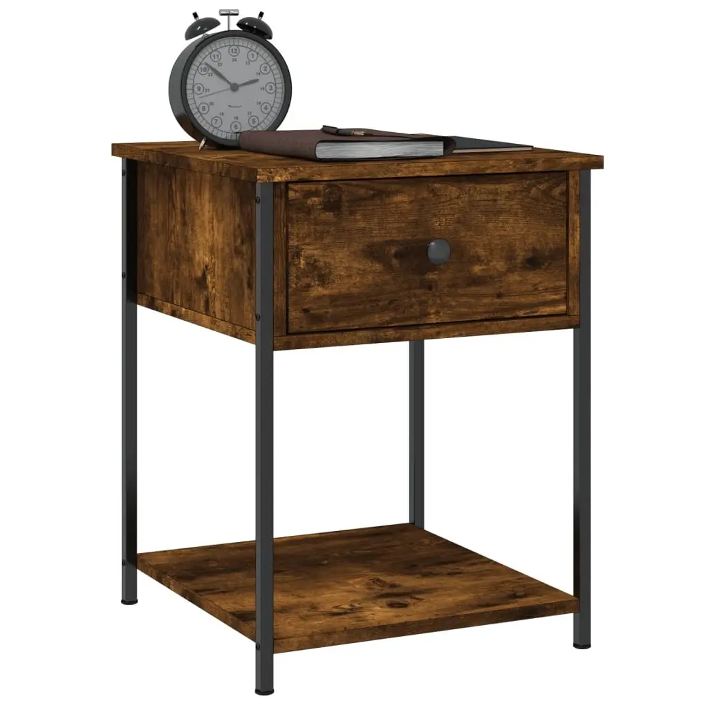 Bedside Table 2 pcs Brown Engineered Wood Storage Cabinet