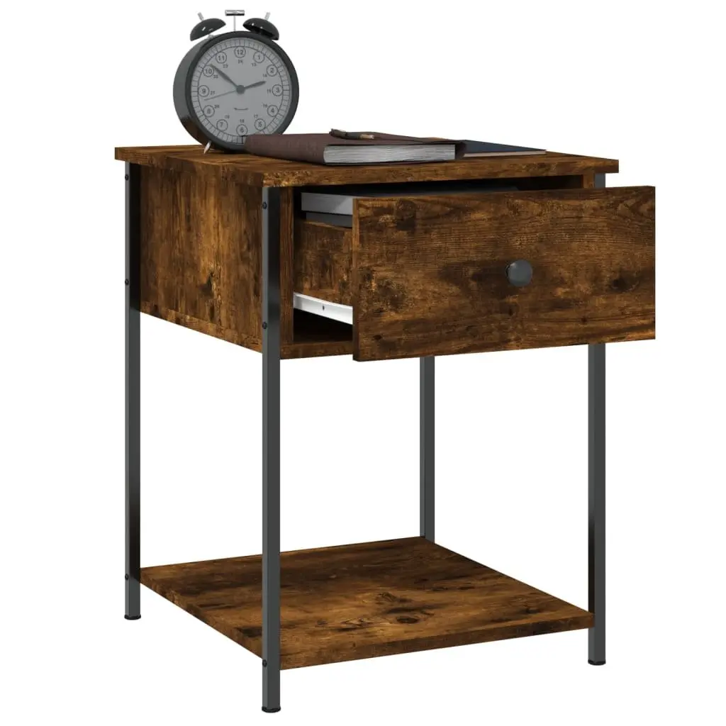 Bedside Table 2 pcs Brown Engineered Wood Storage Cabinet