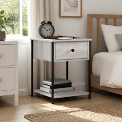 Bedside Table Grey Sonoma 44x45x58 cm Storage Cabinet Side Table Nightstand