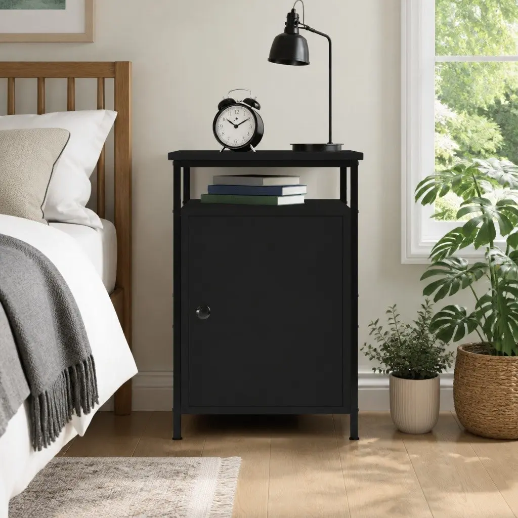 Black Bedside Cabinet for Storage
