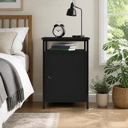 Bedside Cabinet Black 40x42x60cm Storage Table Bedroom Furniture Compact Design