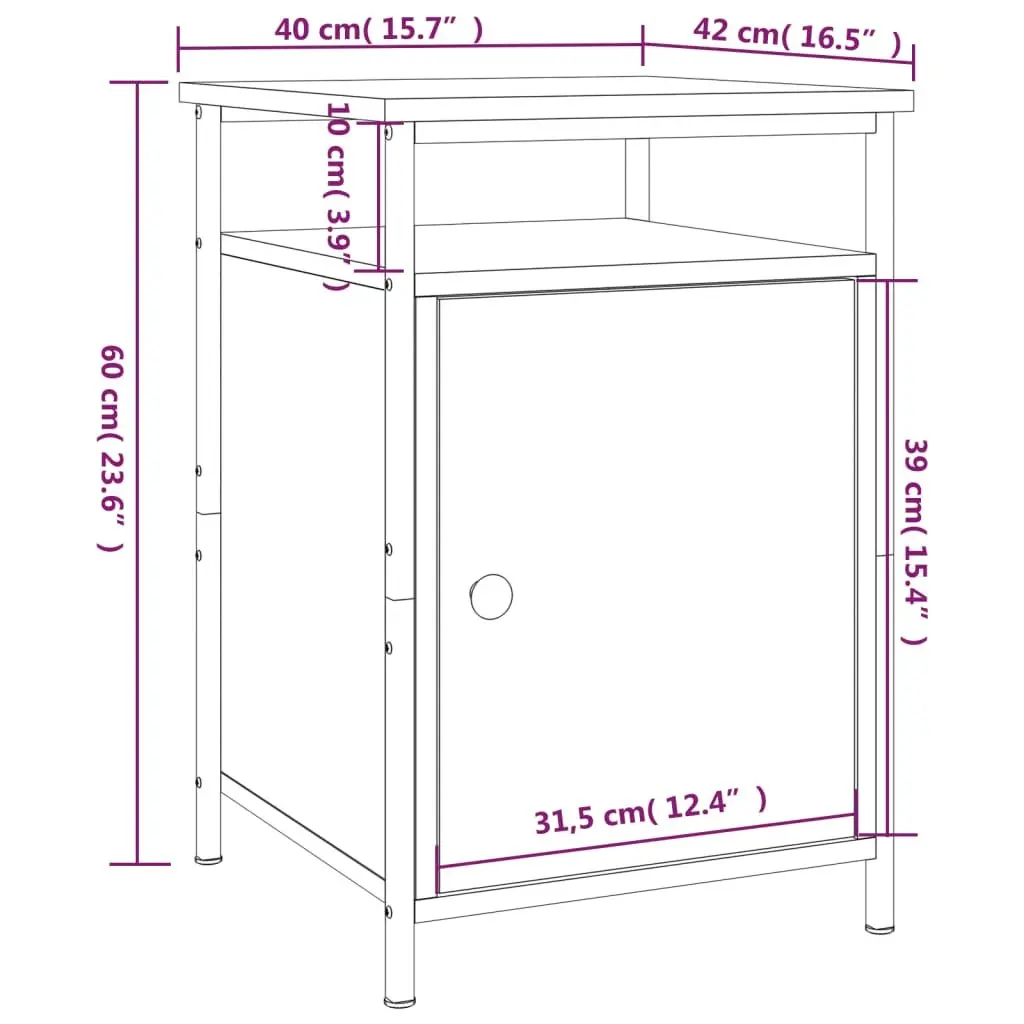 Black Bedside Cabinet for Storage
