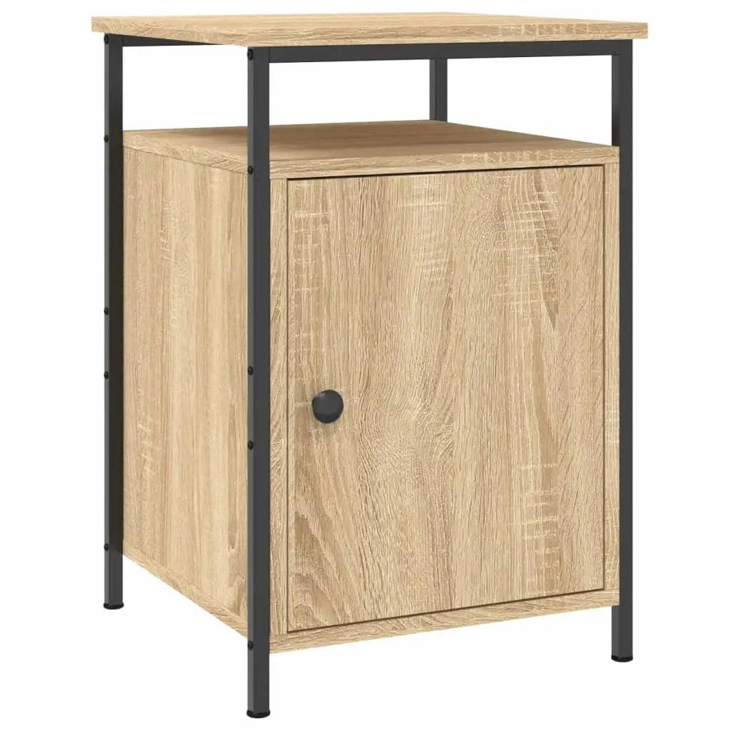 Bedside Cabinet Brown Engineered Wood 40x42x60cm 2 Piece Storage Nightstand Side Table