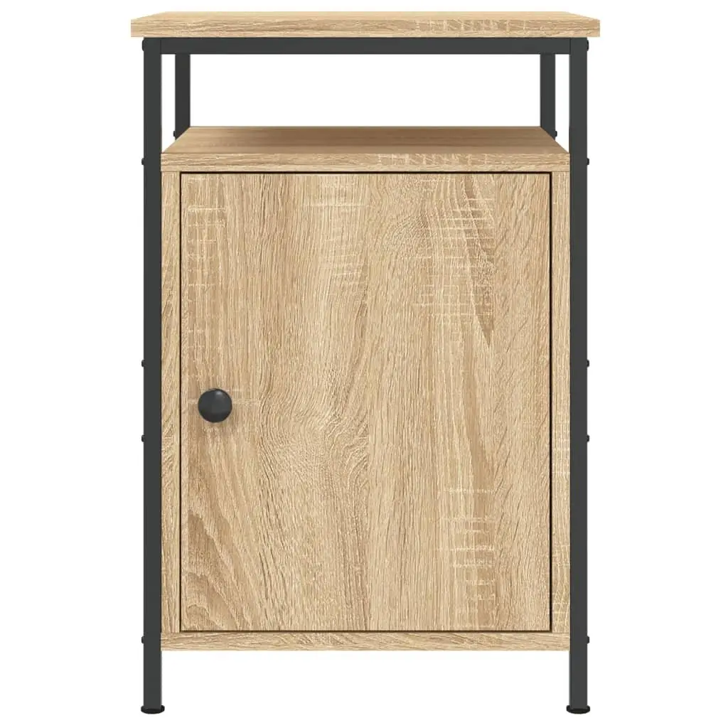Bedside Cabinet Brown Engineered Wood 40x42x60cm 2 Piece Storage Nightstand Side Table