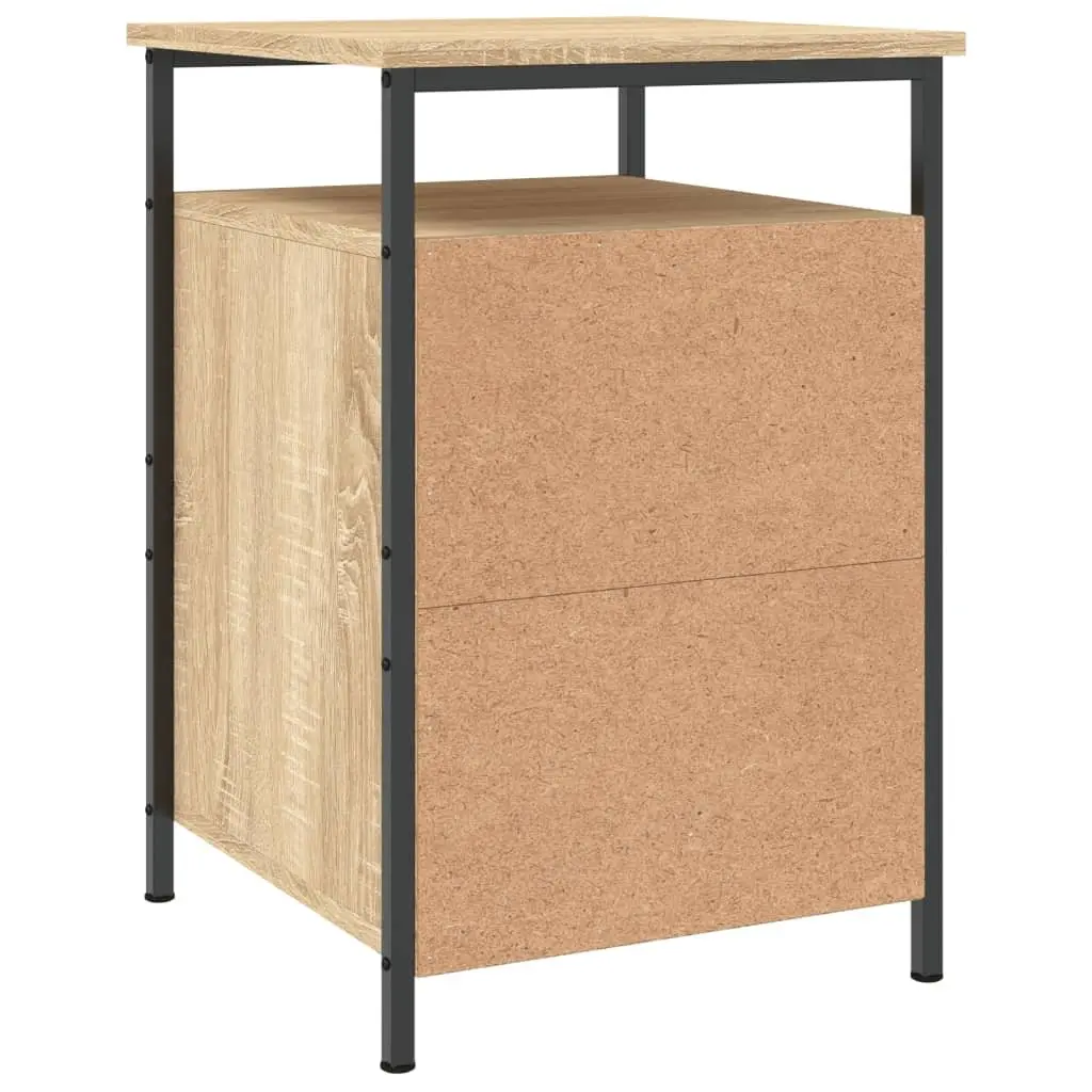Bedside Cabinet Brown Engineered Wood 40x42x60cm 2 Piece Storage Nightstand Side Table