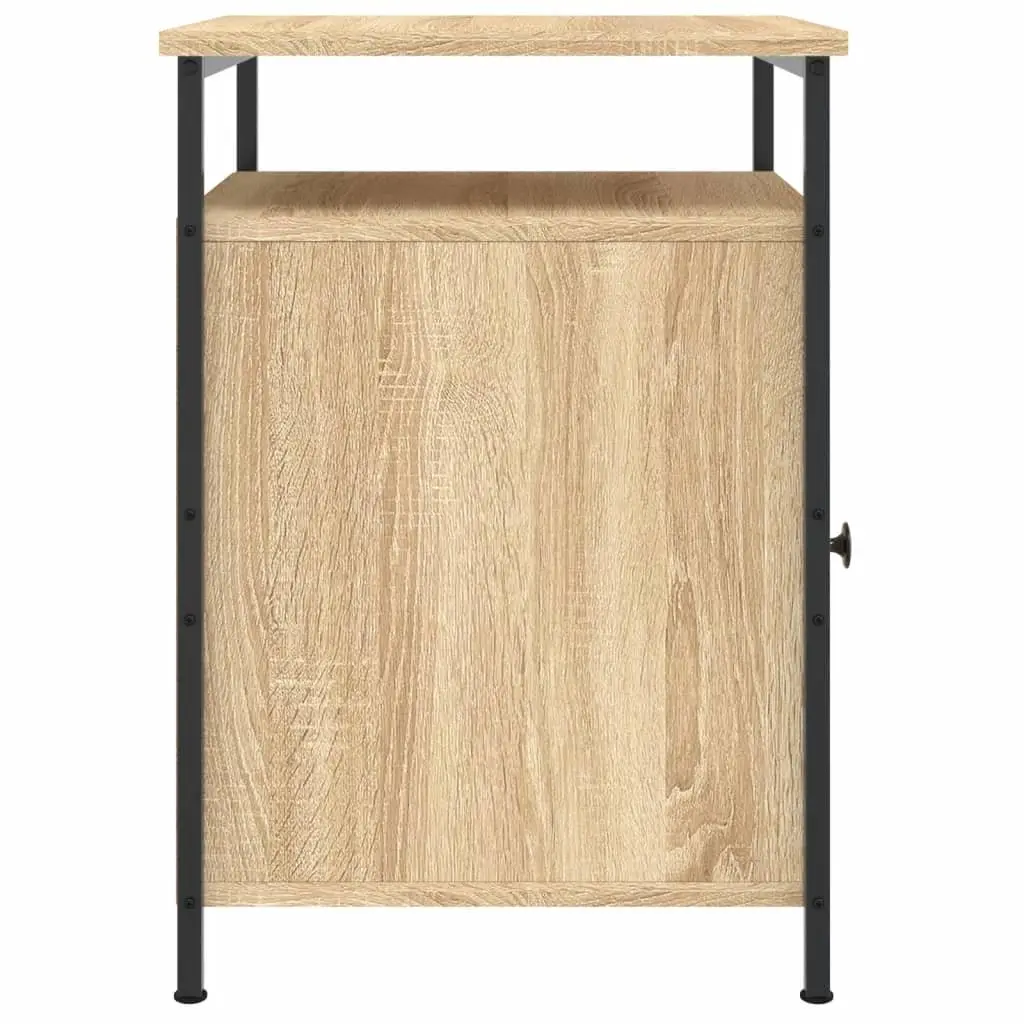 Bedside Cabinet Brown Engineered Wood 40x42x60cm 2 Piece Storage Nightstand Side Table