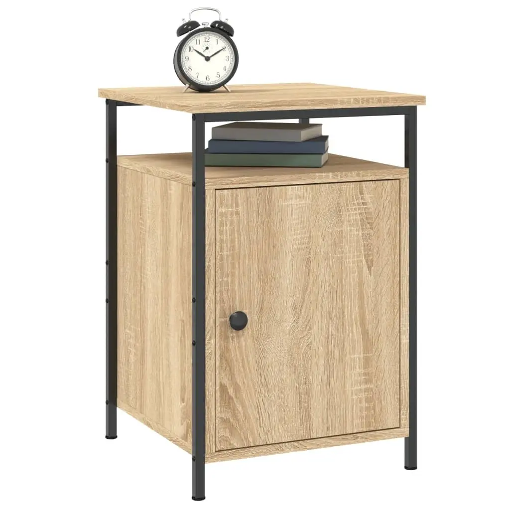 Bedside Cabinet Brown Engineered Wood 40x42x60cm 2 Piece Storage Nightstand Side Table