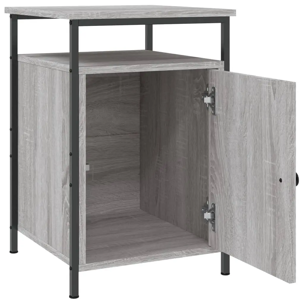 Bedside Cabinet Grey Sonoma Engineered Wood Storage Table 40x42x60 cm