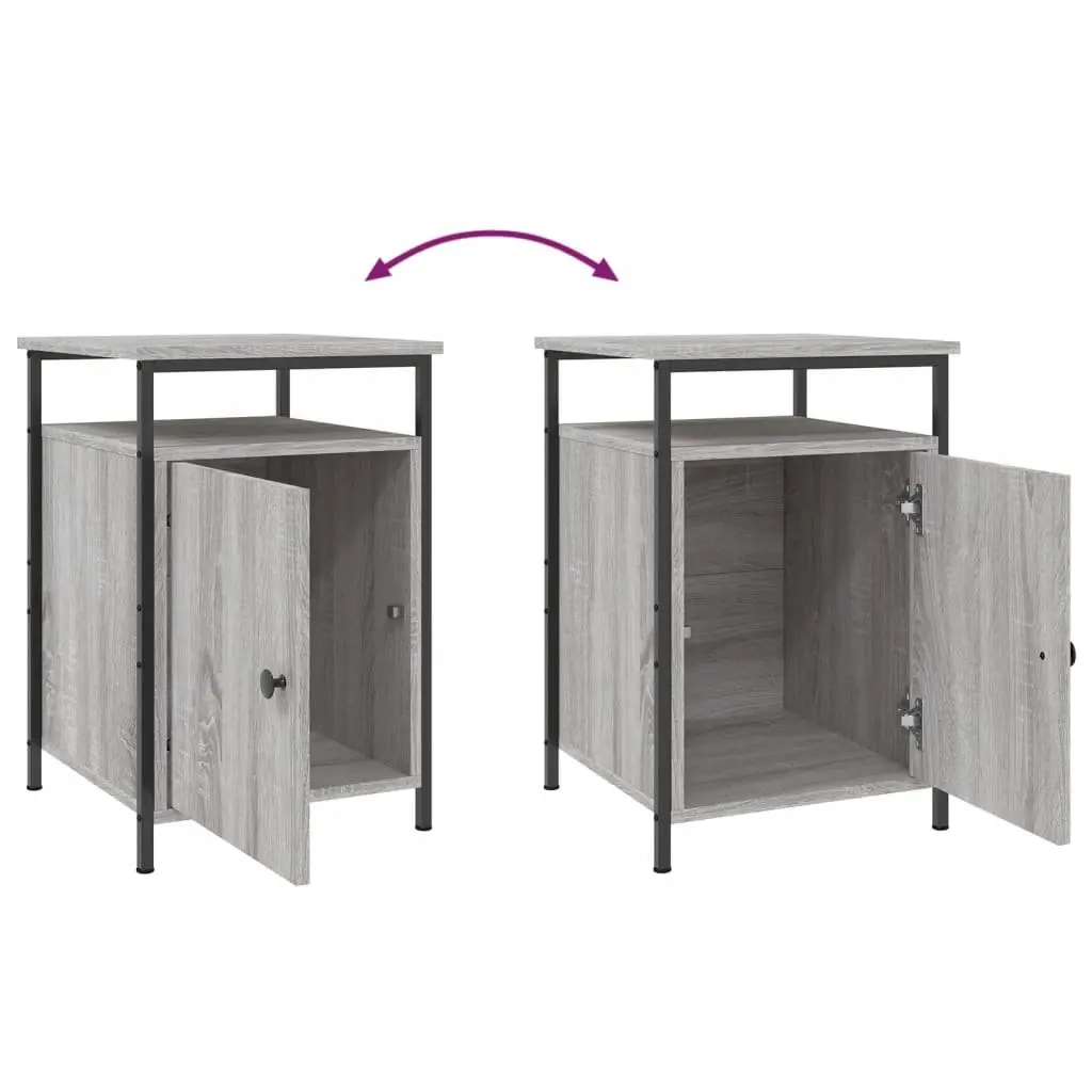 Bedside Cabinet Grey Sonoma Engineered Wood Storage Table 40x42x60 cm