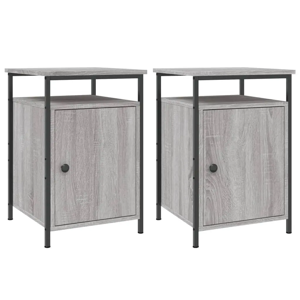 Bedside Cabinets Grey Sonoma Engineered Wood Storage Side Table 2 pcs