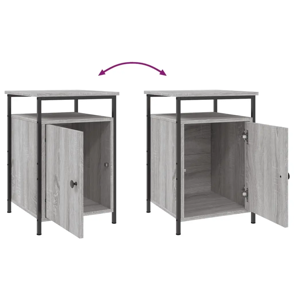 Bedside Cabinets Grey Sonoma Engineered Wood Storage Side Table 2 pcs