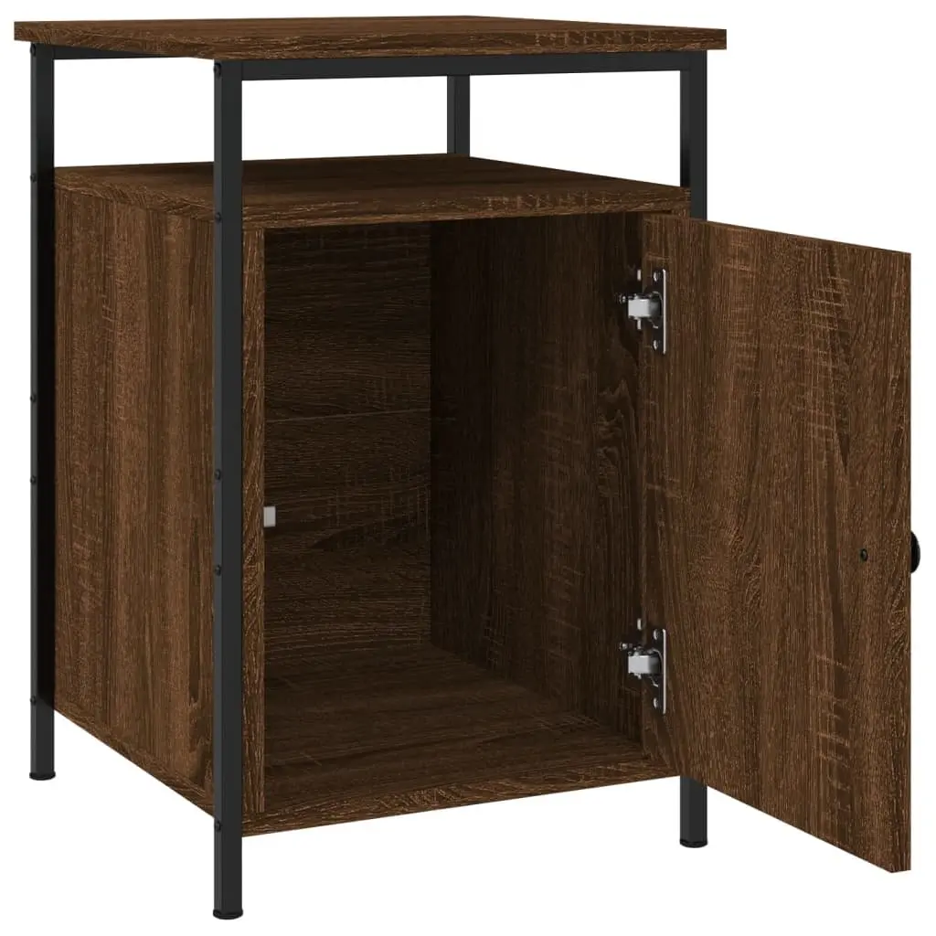 Bedside Cabinets Compact Brown Oak Engineered Wood 2 Piece Bedroom Storage Tables