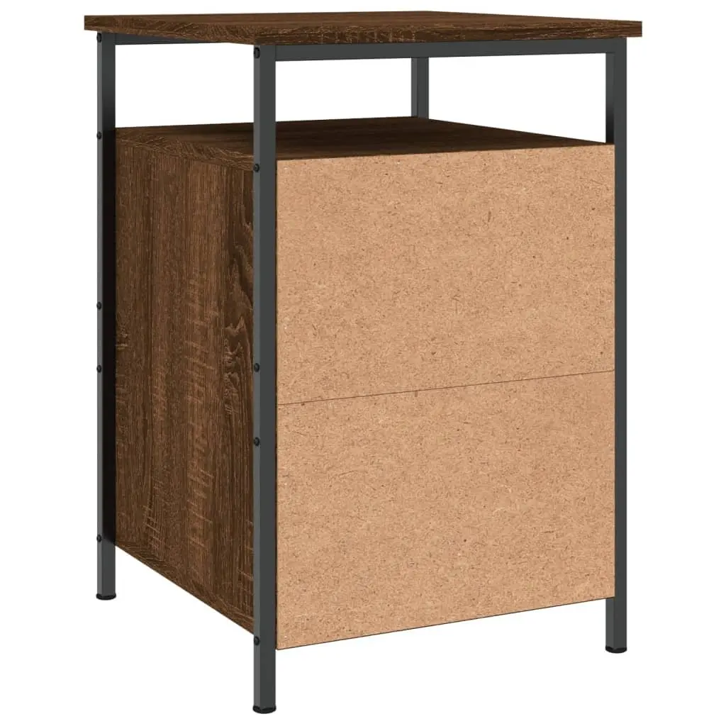 Bedside Cabinets Compact Brown Oak Engineered Wood 2 Piece Bedroom Storage Tables