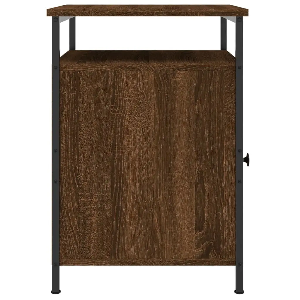 Bedside Cabinets Compact Brown Oak Engineered Wood 2 Piece Bedroom Storage Tables